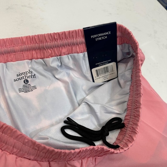 NWT Simply Southern Performance Stretch Men’s Pink Lined Drawstring Shorts L - Picture 3 of 5
